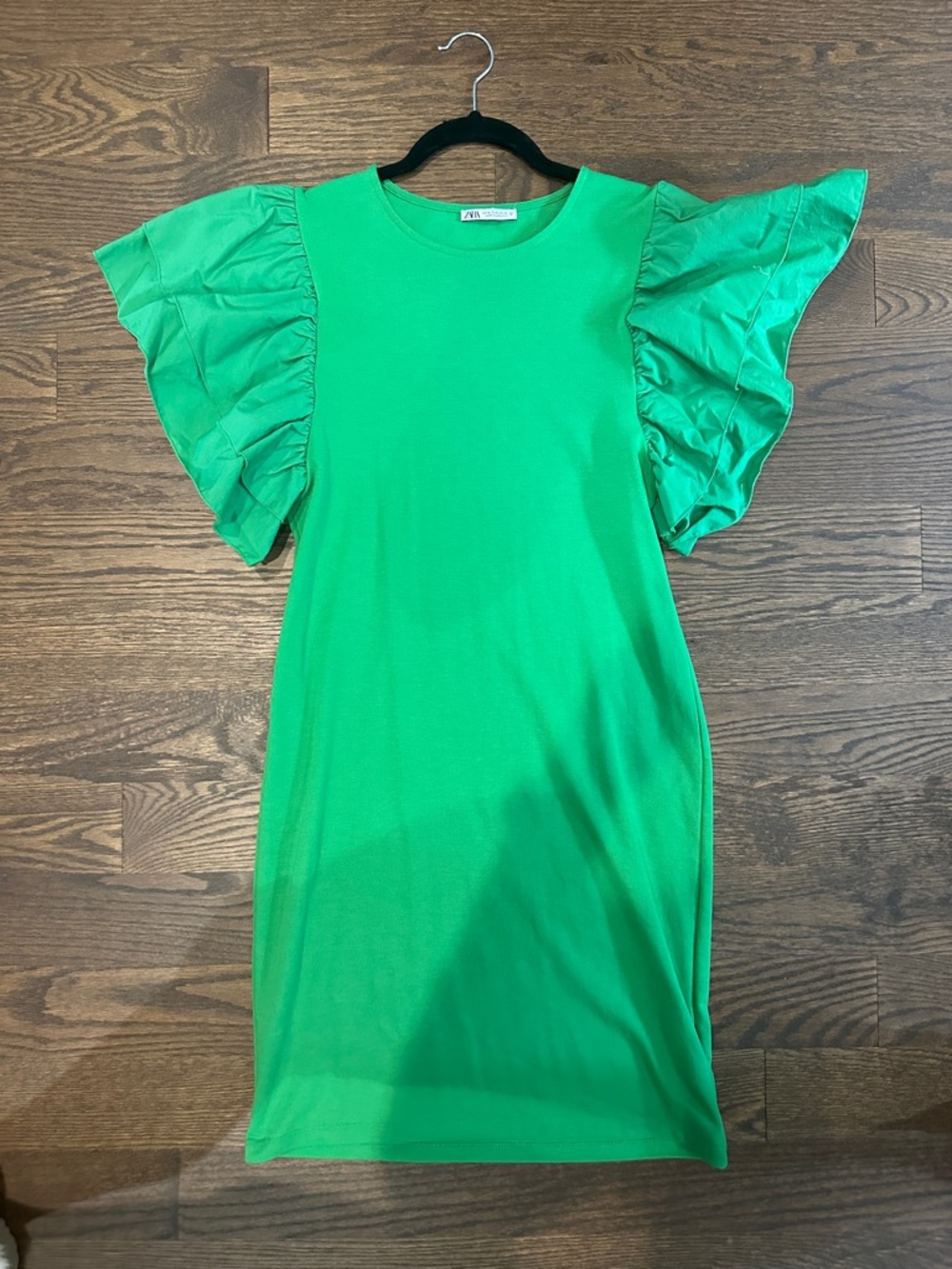 Zara Green Ruffle Sleeve Dress